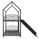 preview thumbnail 10 of 9, Twin Over Twin Metal Bunk Bed With Slide,Kids House Bed Black