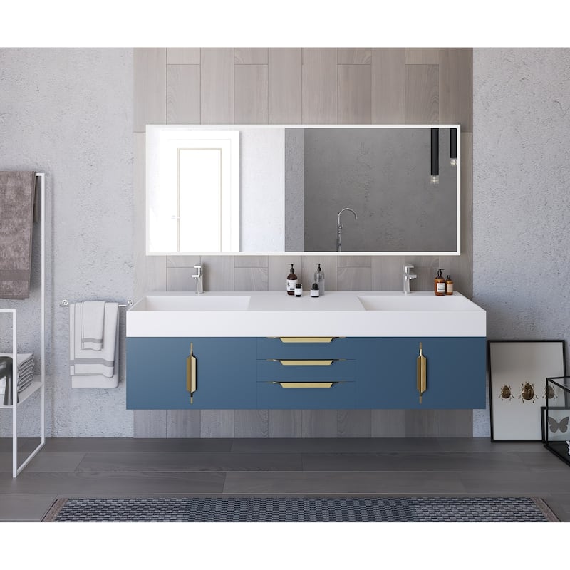 Amazon 72" Wall Mounted Bathroom Vanity Set w/ White Top