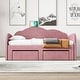 preview thumbnail 2 of 14, Velvet Twin Velvet Daybed with Trundle & 2 Drawers - Pink