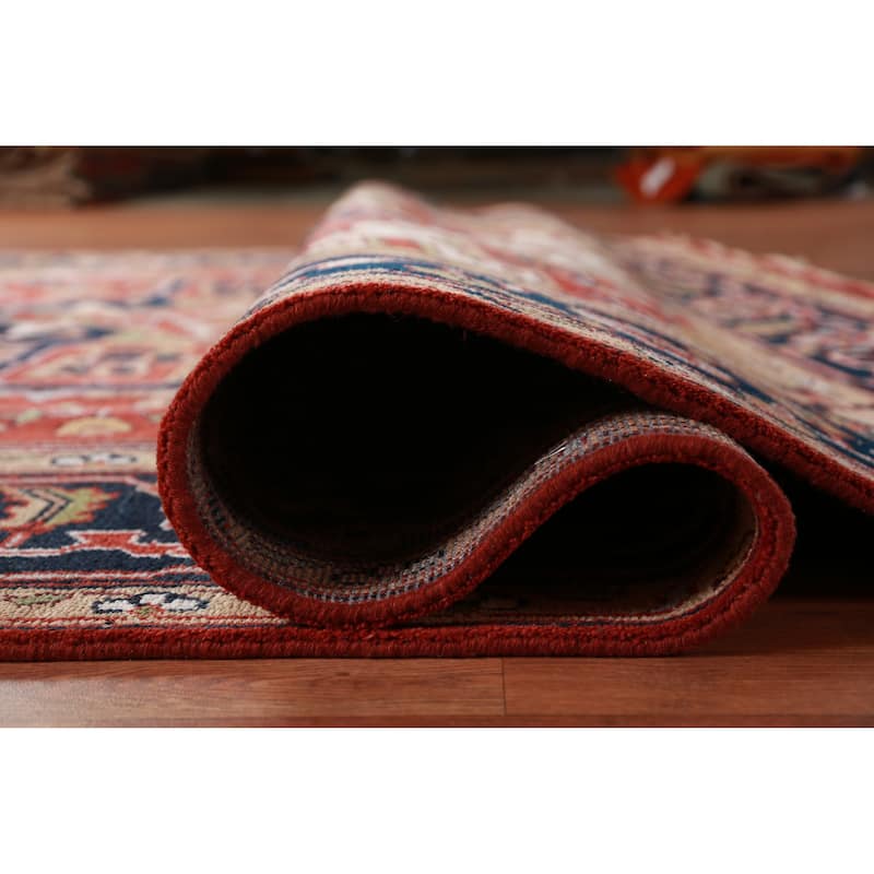 Hand Knotted Oriental 100% Wool Carpet Traditional Medallion Oranges & Rust Heriz (serapi) Area Rug - 11' 10'' X 9' 0''