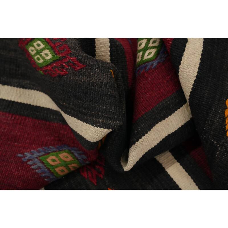 Hand Woven Oriental 100% Wool Carpet Southwestern Tribal Multi-Colored Kilim Area Rug - 10' 5'' X 5' 9''