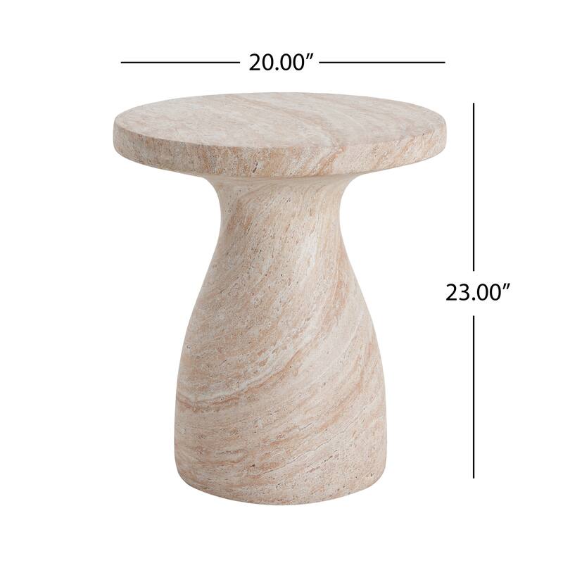 Christopher Knight Home - Emilia Outdoor Travertine MGO Side Table