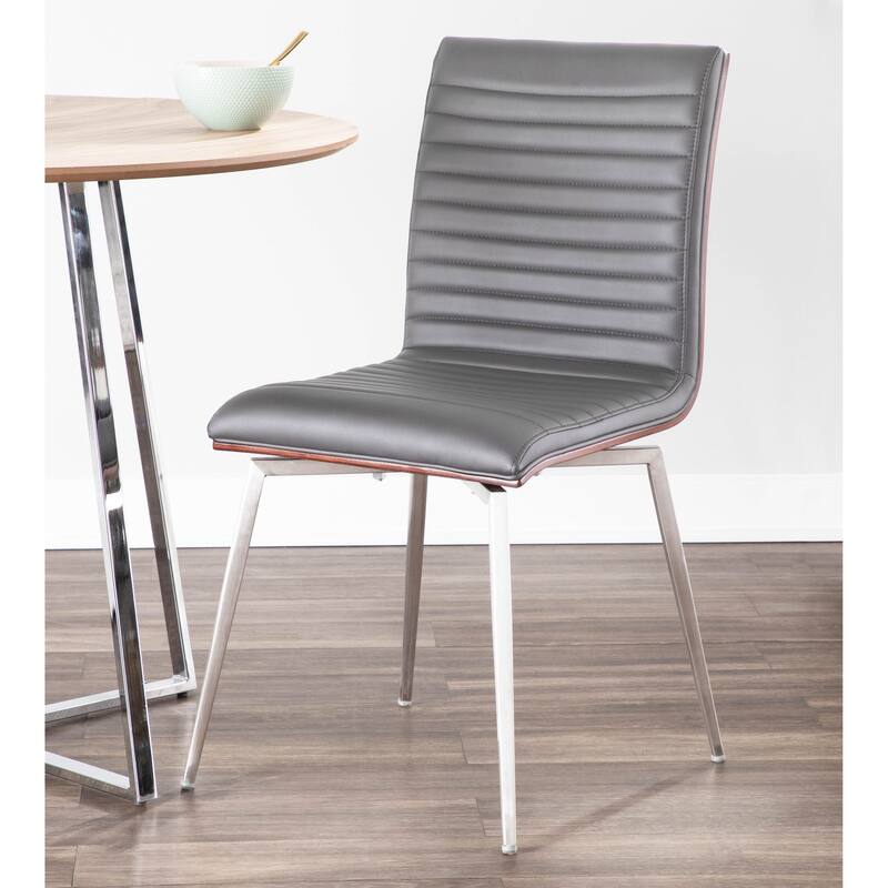 Mason Grey Swivel Chair Stainless Steel & Walnut Wood (Set of 2)
