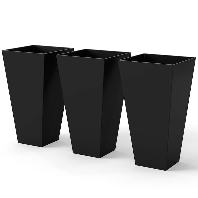 Outsunny 28" Tall Plastic Flower Pot, Set of 3, Large Outdoor & Indoor Plastic Garden Planters, for Entryway, Patio, Yard