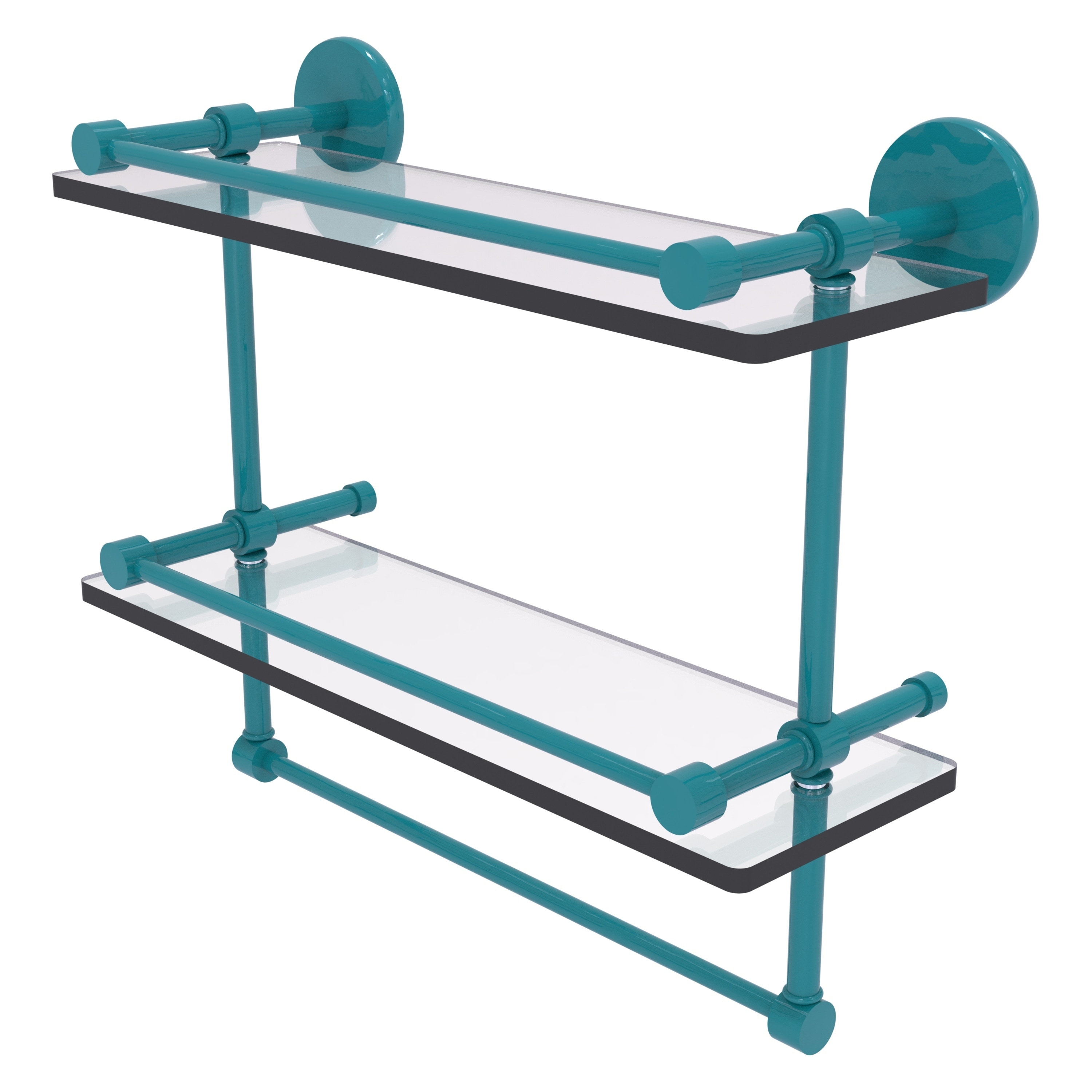 Allied Brass 16 Inch Gallery Double Glass Shelf with Towel Bar