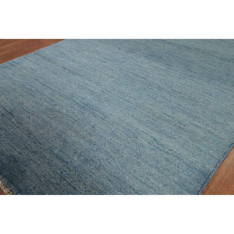 Modern Gabbeh Oriental Foyer Rug Blue Handmade Wool Carpet - 3'3"x 5'0"