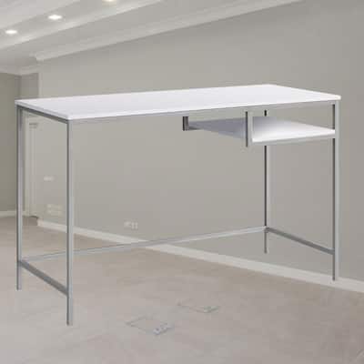 Contemporary Computer Desk with Spacious Desk Top, Open Storage Cubby, and Sturdy Metal Legs, Ideal for Home Office