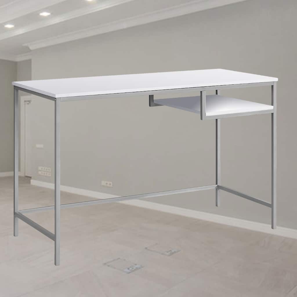 Contemporary Computer Desk with Spacious Desk Top, Open Storage Cubby, and Sturdy Metal Legs, Ideal for Home Office