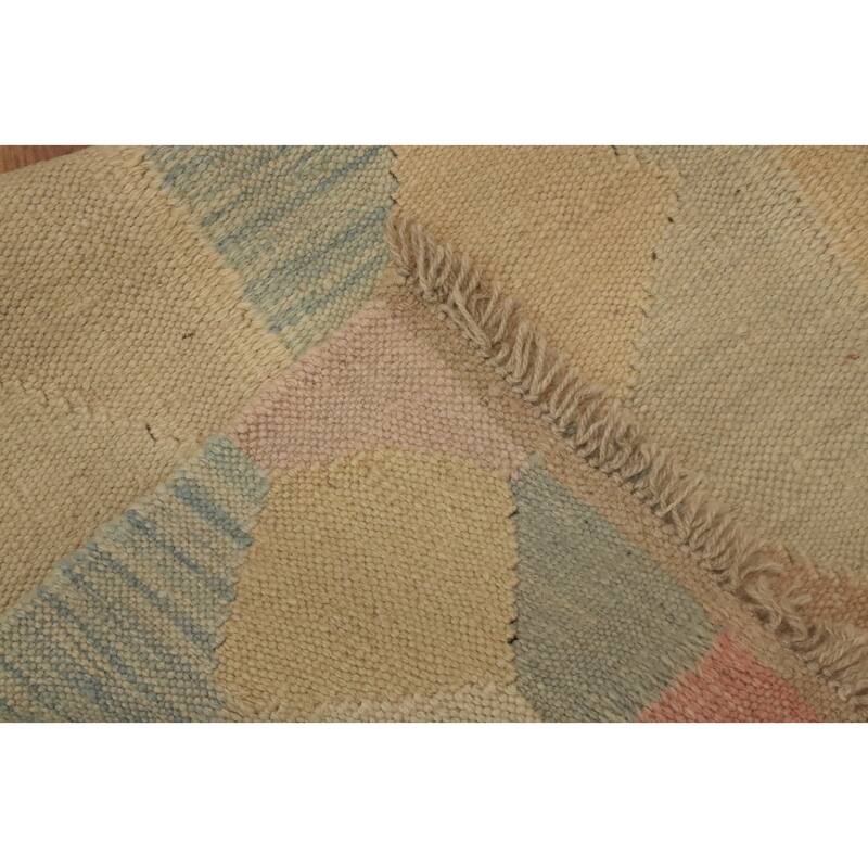 Hand Woven Oriental 100% Wool Carpet Southwestern Modern Multi-Colored Kilim Runner Rug - 7' 11'' X 1' 11''