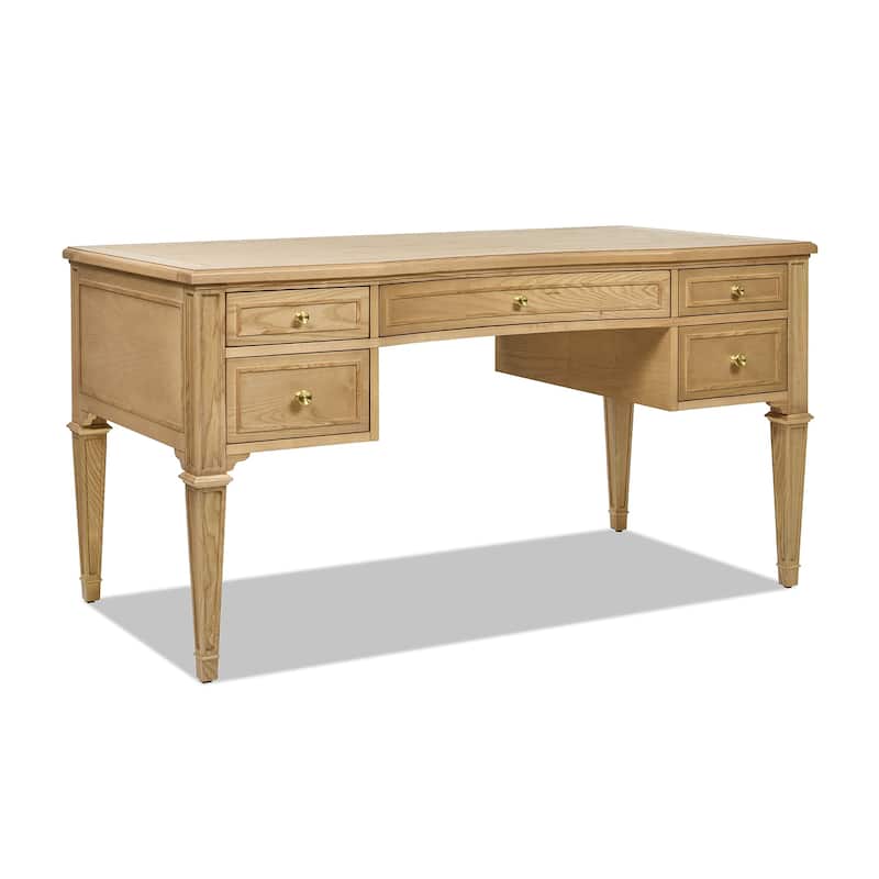 Dauphin 59" Modern Farmhouse 5-Drawer Solid Wood Executive Desk