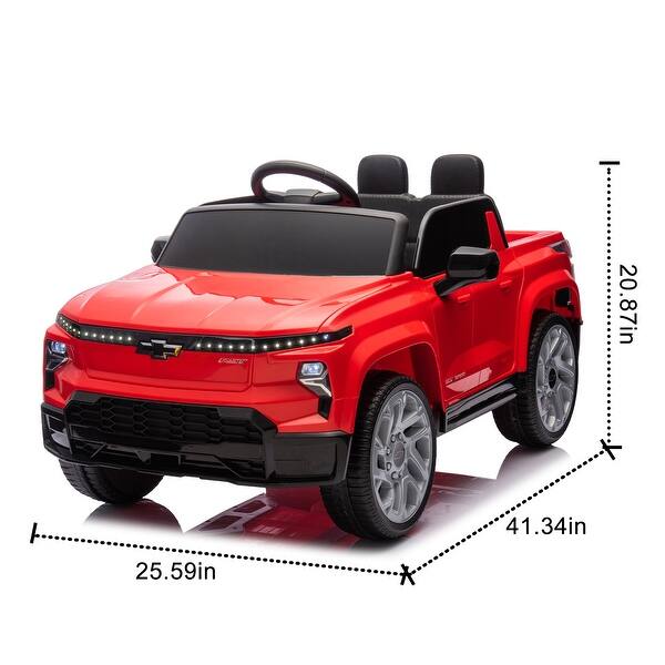 dimension image slide 0 of 4, Licensed Chevrolet Kids Electric Ride-On Car with Bluetooth and LED Lights