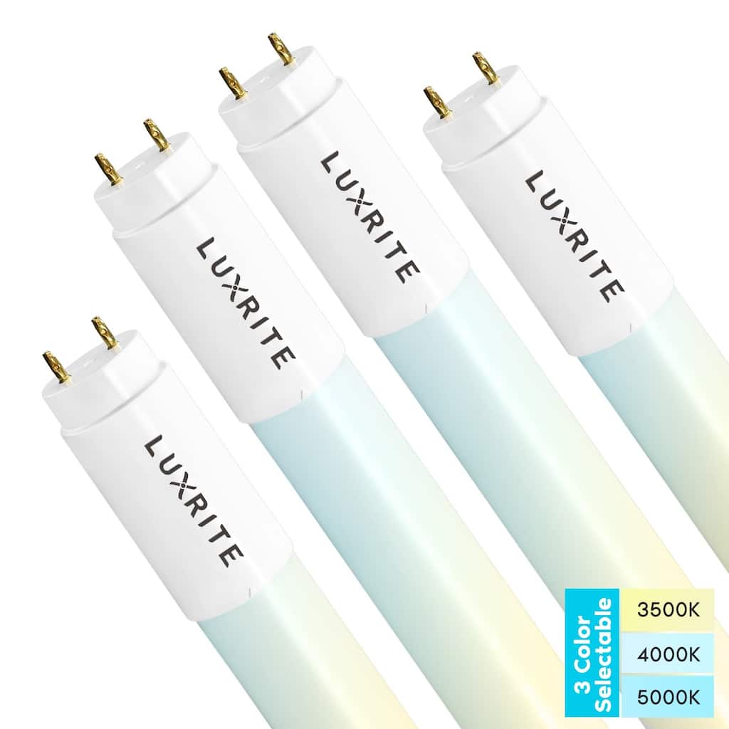 Luxrite 3FT T8 LED Tube Light, 12W=25W, 3 Color Option, Single and Double End Powered, 1560 Lumens, UL, DLC (4 Pack) - 4