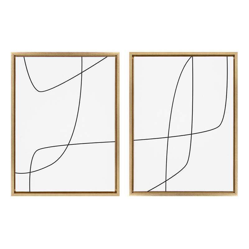 Kate and Laurel Sylvie Line Framed Canvas by The Creative Bunch Studio - 2 Piece 18x24 - Plastic - Gold