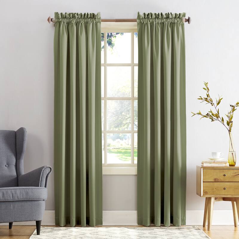 Porch & Den Inez Room Darkening Window Curtain Panel and Valance, Single Panel - 54 x 63 - Sage