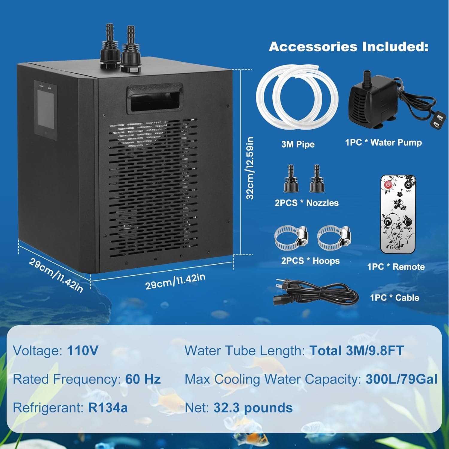 Aquarium Chiller, 79gal 1/3 HP Water Chiller for Cold Plunge