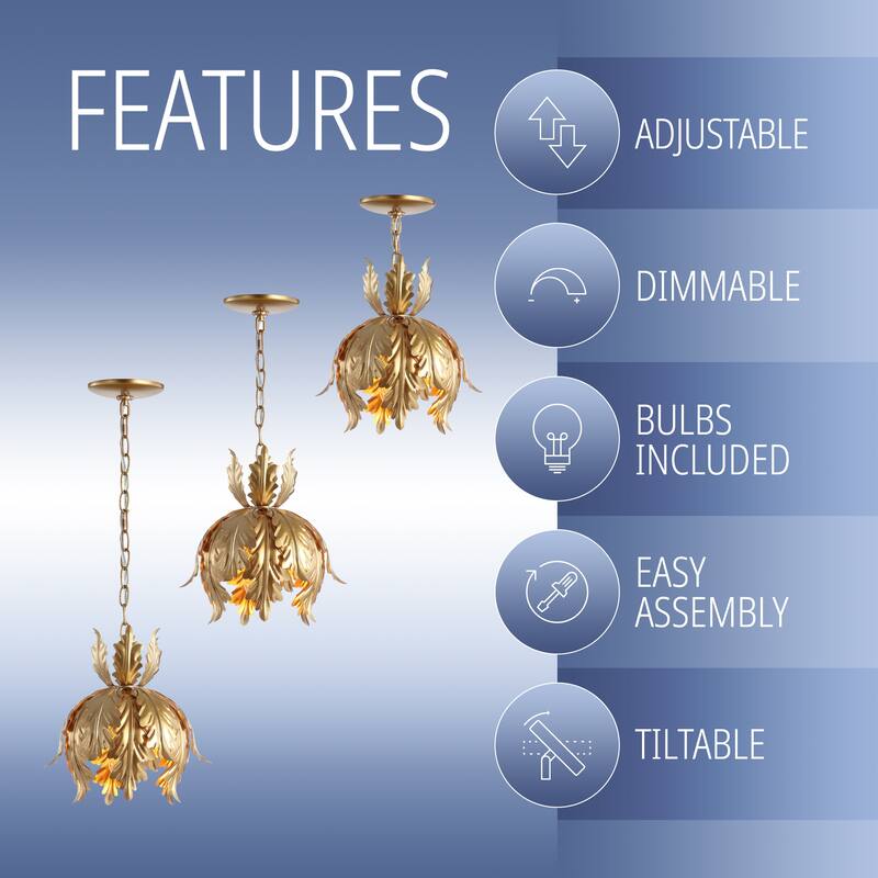 Chase 12" Adjustable Metal LED Pendant, Gold by JONATHAN Y