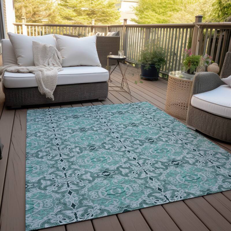 Machine Washable Indoor/ Outdoor Chantille Traditional Medallions Rug - Teal - 2'6" x 3'10"