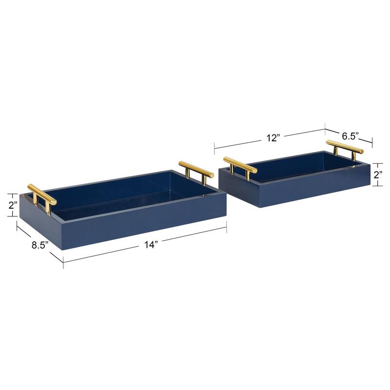 Kate and Laurel Lipton Rectangle Wood Tray Set - 2 Piece