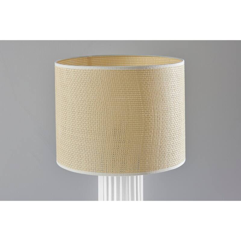 Ceramic Table Lamp with Beige Fabric Drum Shade Rotary Switch