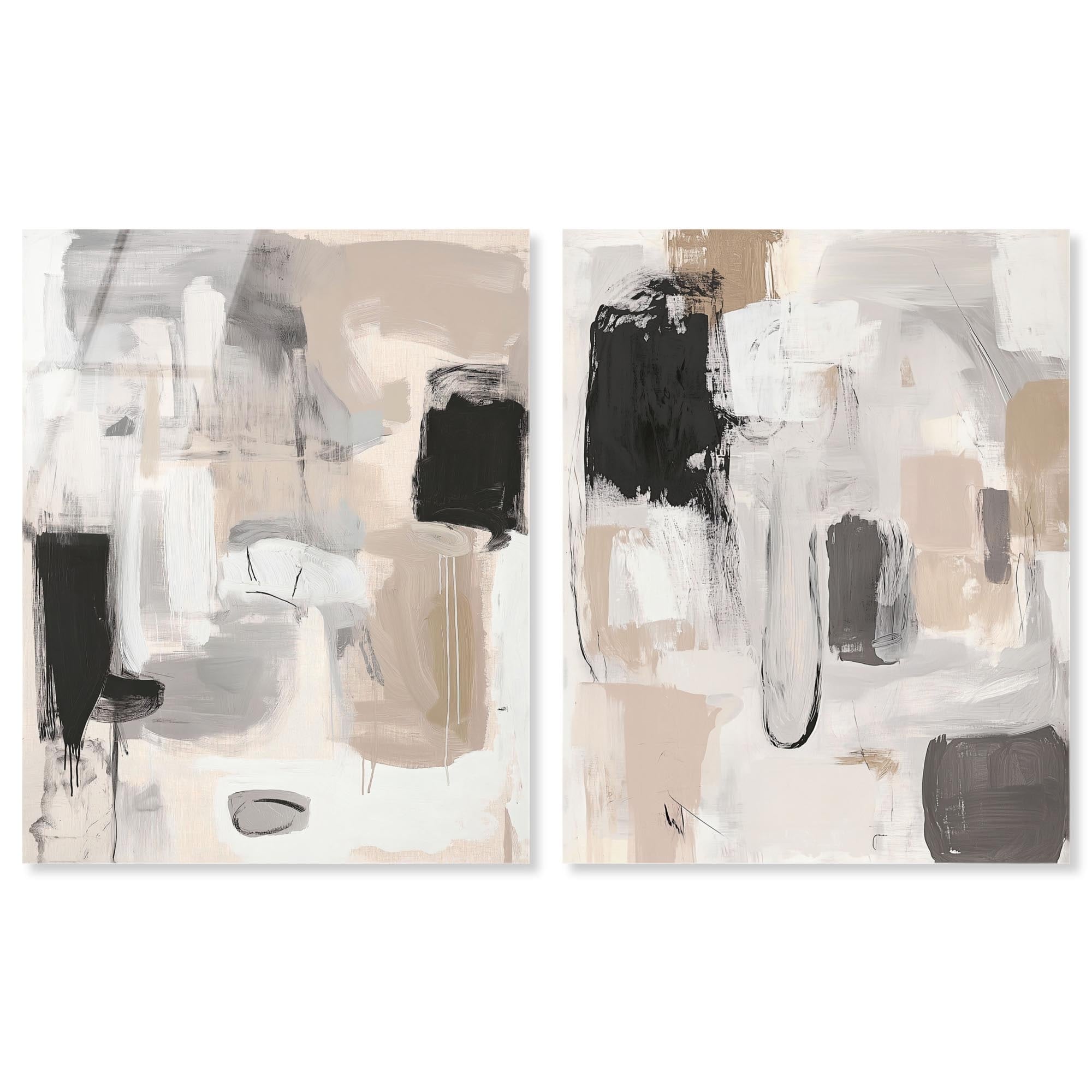 Contemplative Minimal Abstract Duo Boho Wall Decor Set Acrylic Print by Art Remedy