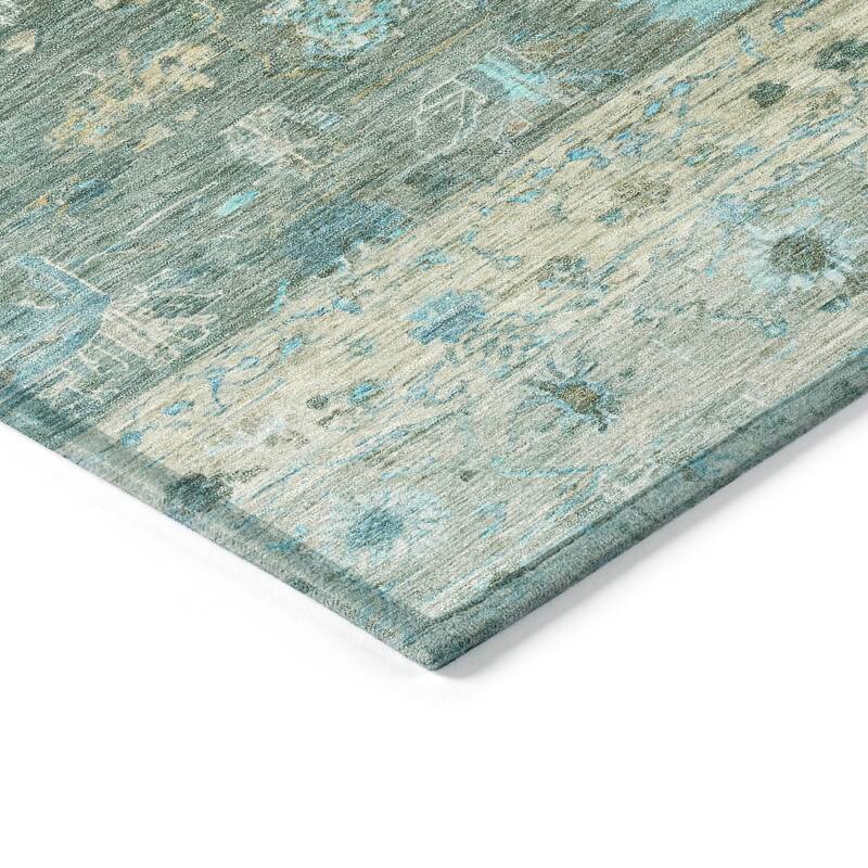 Machine Washable Indoor/ Outdoor Traditional Border Chantille Rug