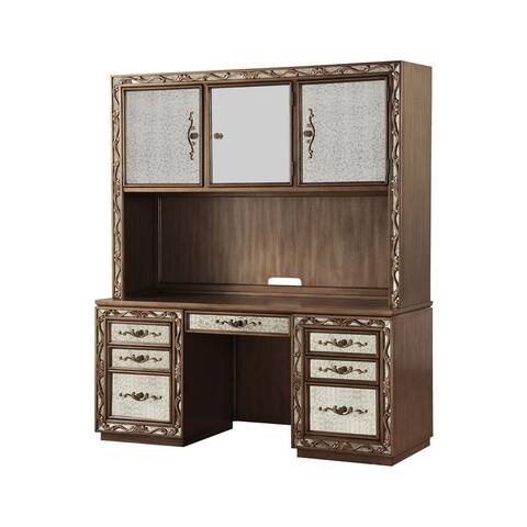 ACME Orianne Computer Desk and Hutch in Antique Gold