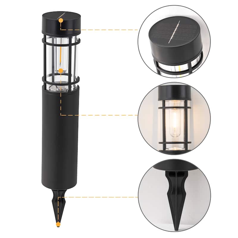 C Cattleya Black Solar LED Outdoor Path Lights (6 Pack or 12 Pack)