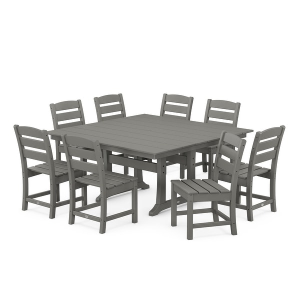 POLYWOOD Lakeside 9-Piece Farmhouse Trestle Dining Set - Bed Bath