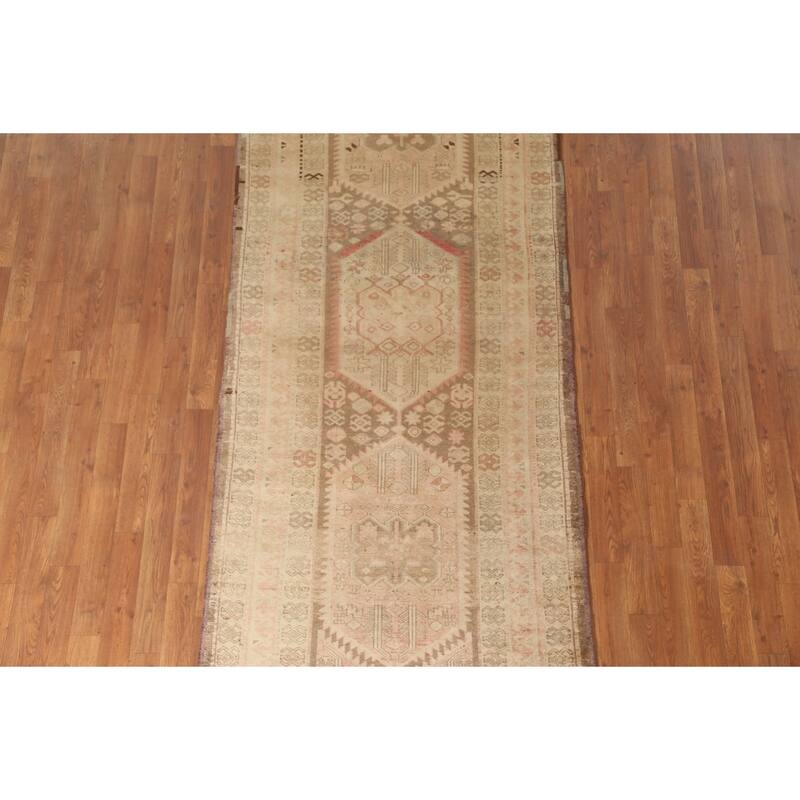 Ardebil Persian Antique Runner Rug Hand-Knotted Wool Carpet - 3'6" x 9'11"