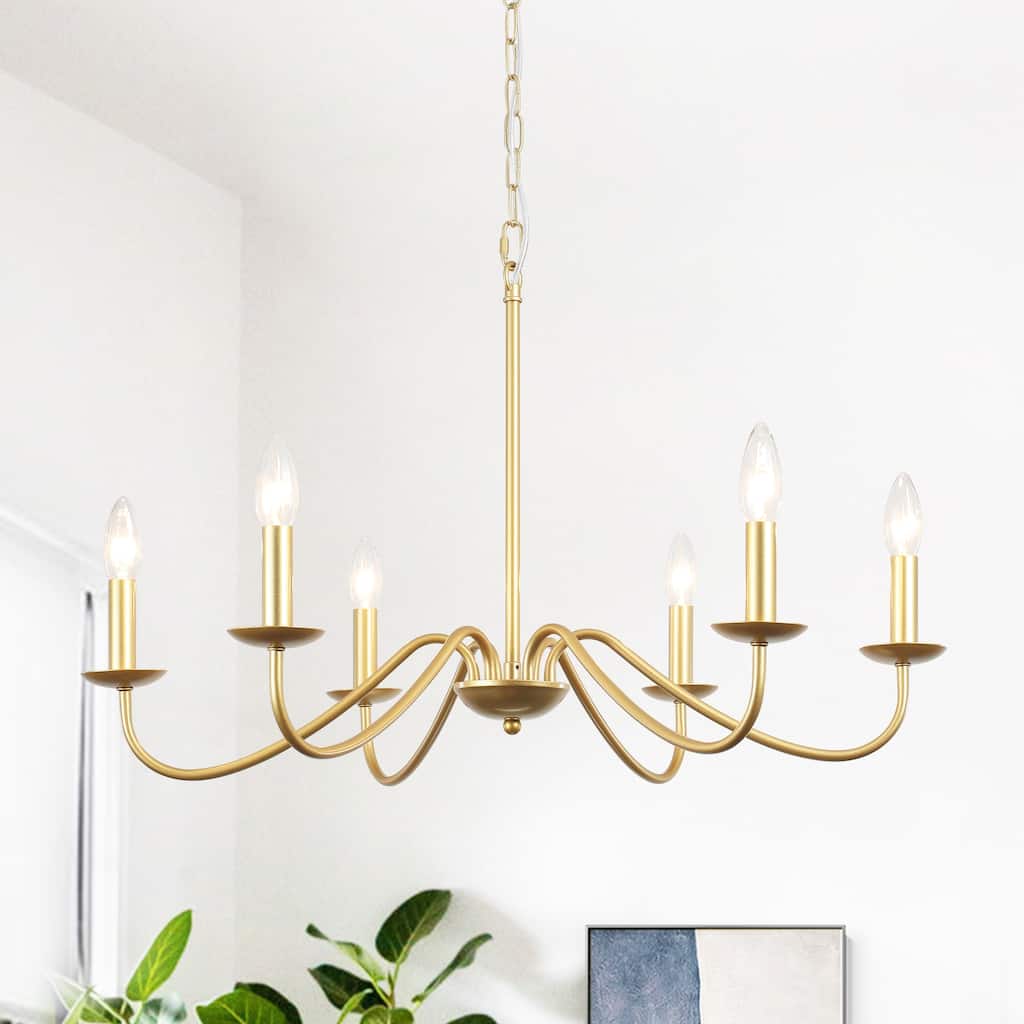 Farmhouse 6-Light Minimalist Candle Style Chandelier for Kitchen Island