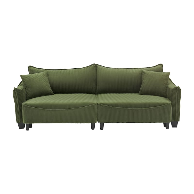 3-Seat Corduroy Sofa, Convertible to Sofa Bed for Living Rooms or Guest Rooms