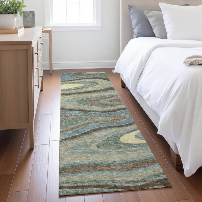 Machine Washable Indoor/ Outdoor Abstract Busey Chantille Rug