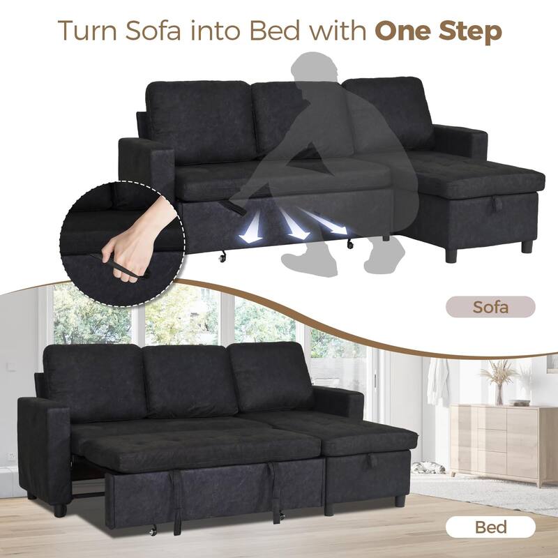 Small Couch Sofas with Pull Out Bed, Convertible Sleeper Sofa Bed with Storage for Small Spaces