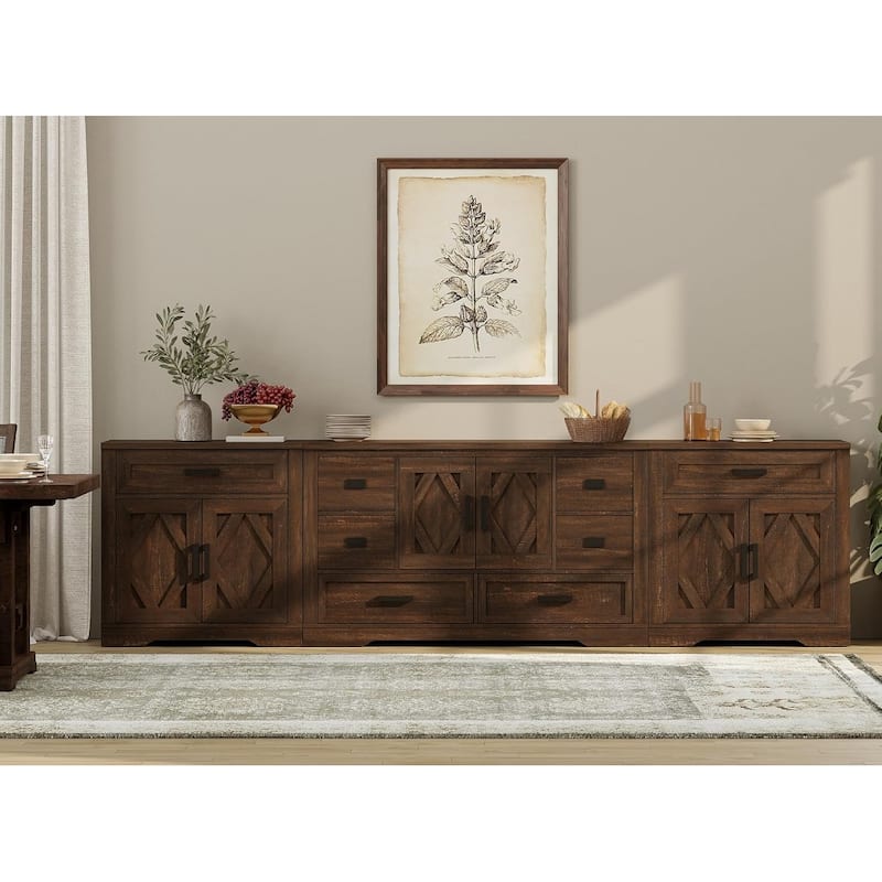 Large TV Stand,3/4-in-1 Farmhouse TV Console Table with Storage Barn Door Cabinet