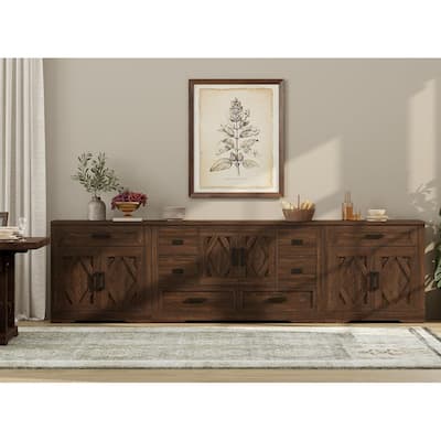Large TV Stand,3/4-in-1 Farmhouse TV Console Table with Storage Barn Door Cabinet