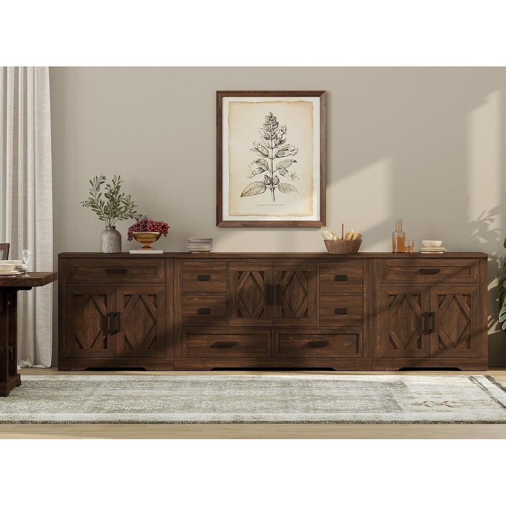 Large TV Stand,3/4-in-1 Farmhouse TV Console Table with Storage Barn Door Cabinet