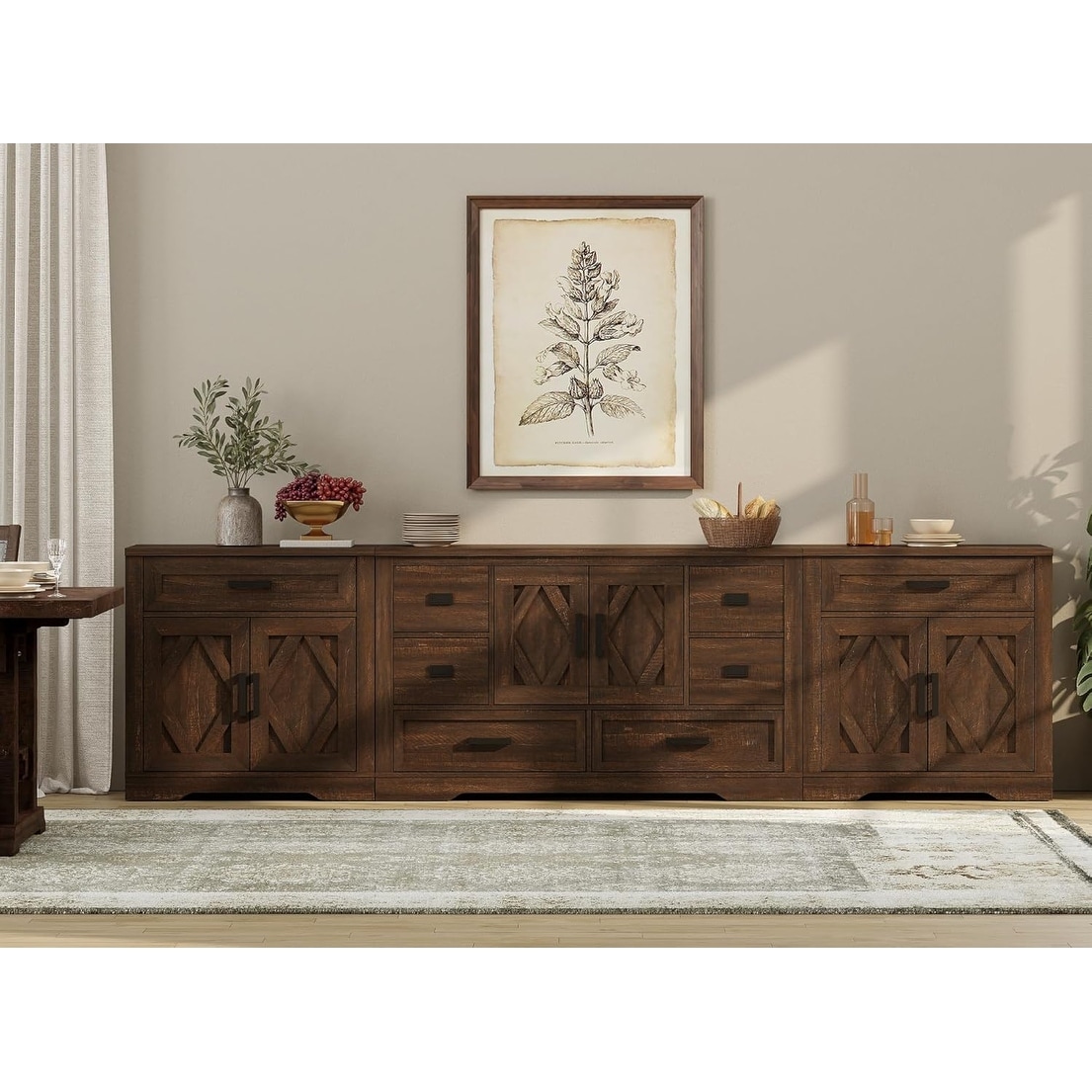 Large TV Stand,3/4-in-1 Farmhouse TV Console Table with Storage Barn Door Cabinet