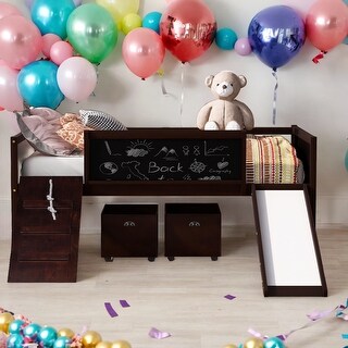 Modern Twin size Loft Wood Bed With Two Storage Boxes With Climbing Frame And Rope for Home