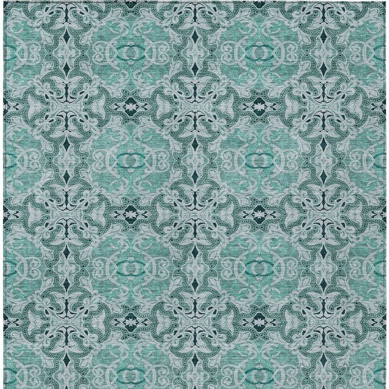 HomeRoots Medallion Transitional Rectangle Outdoor Rug