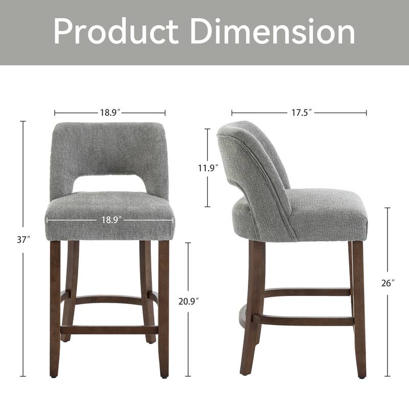 Set of 2/4/6,Upholstered Counter Height Bar Stools,Modern Counter Stools with Wood Legs for Kitchen Island Dining Room Bar