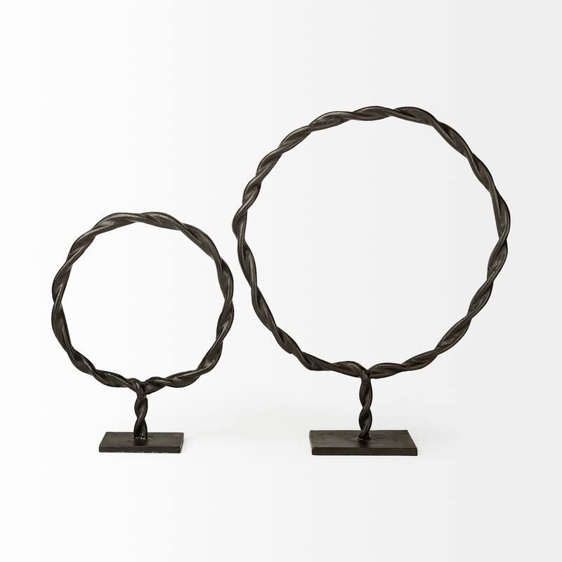 Rizwan (Large) Black Aluminum Braided Circular Object