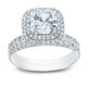 preview thumbnail 10 of 9, Auriya 2ctw Cushion-cut Halo Diamond Engagement Ring Set 14k Gold Certified