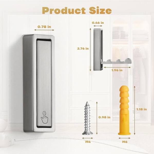 dimension image slide 2 of 4, Folding Coat Hooks, 4Pcs Foldable Heavy Duty Wall Hooks
