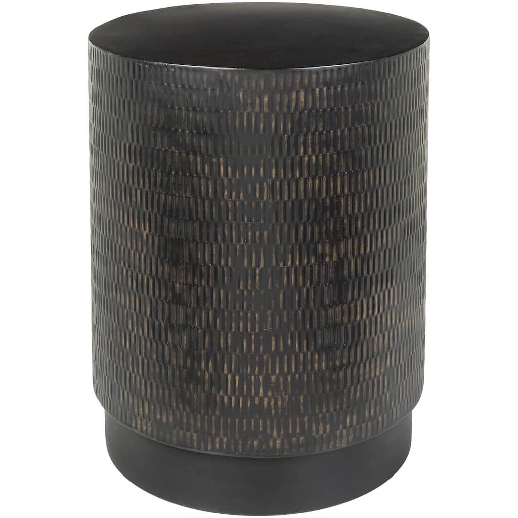 Ezekiel Round Metal Textured End Table - 19"H x 15"W x 15"D