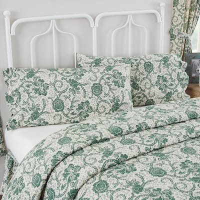 Dorset Green Floral Pillow Case Set