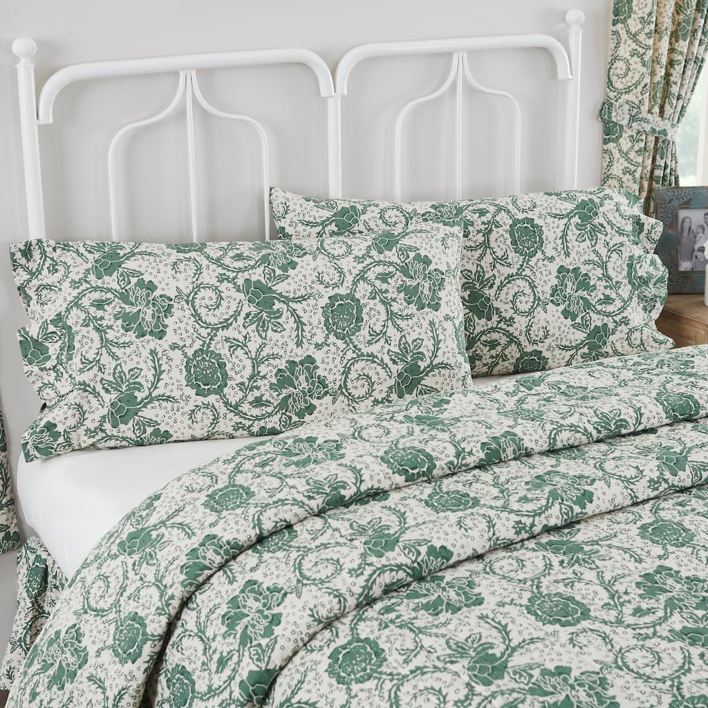 Dorset Green Floral Pillow Case Set
