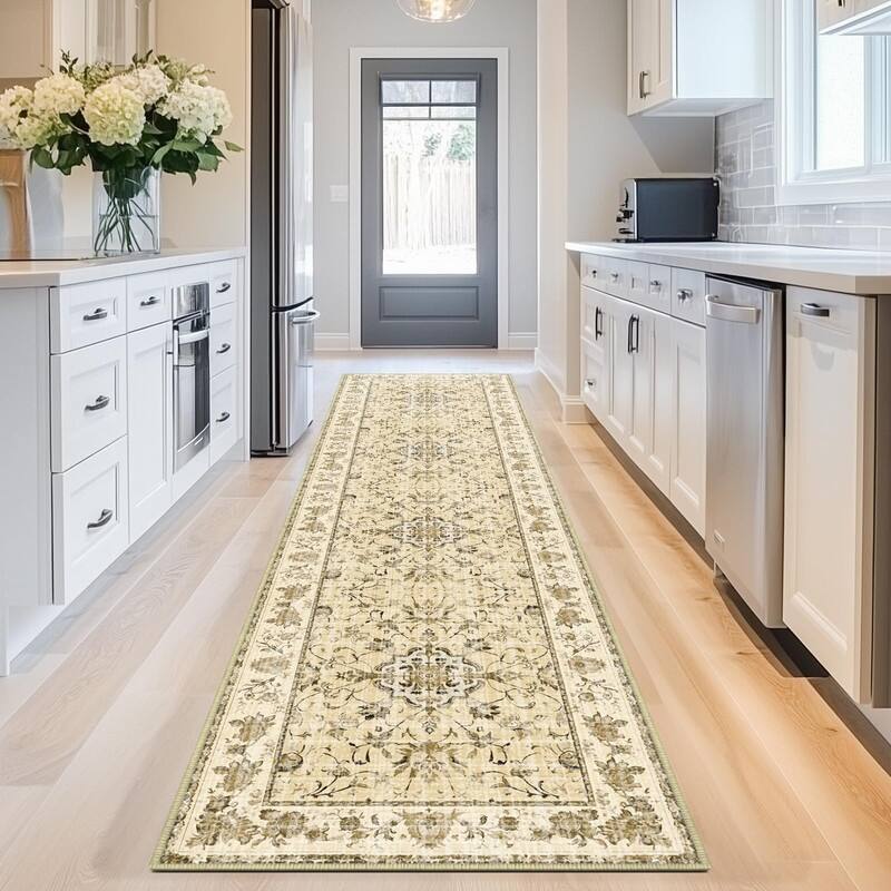 Vintage Boho Area Rugs Machine Washable Non Slip Living Room Rug