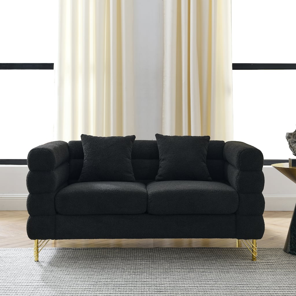 60Inch Oversized 2 Seater Sectional Sofa, Living Room Comfort Fabric Sectional Sofa-Deep Seating Sectional Sofa, Soft Sitting