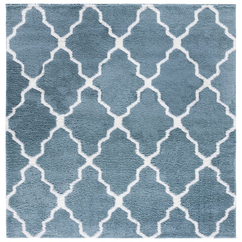 SAFAVIEH Berber Shag Eufrozina Rug - 7' Square - Blue Rust/Ivory