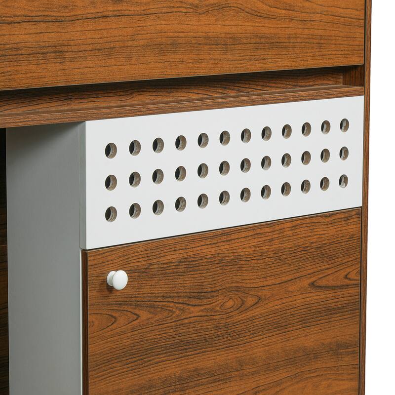 Anmytek 2-in-1 Cat Litter Box Enclosure Side Table House - Brown